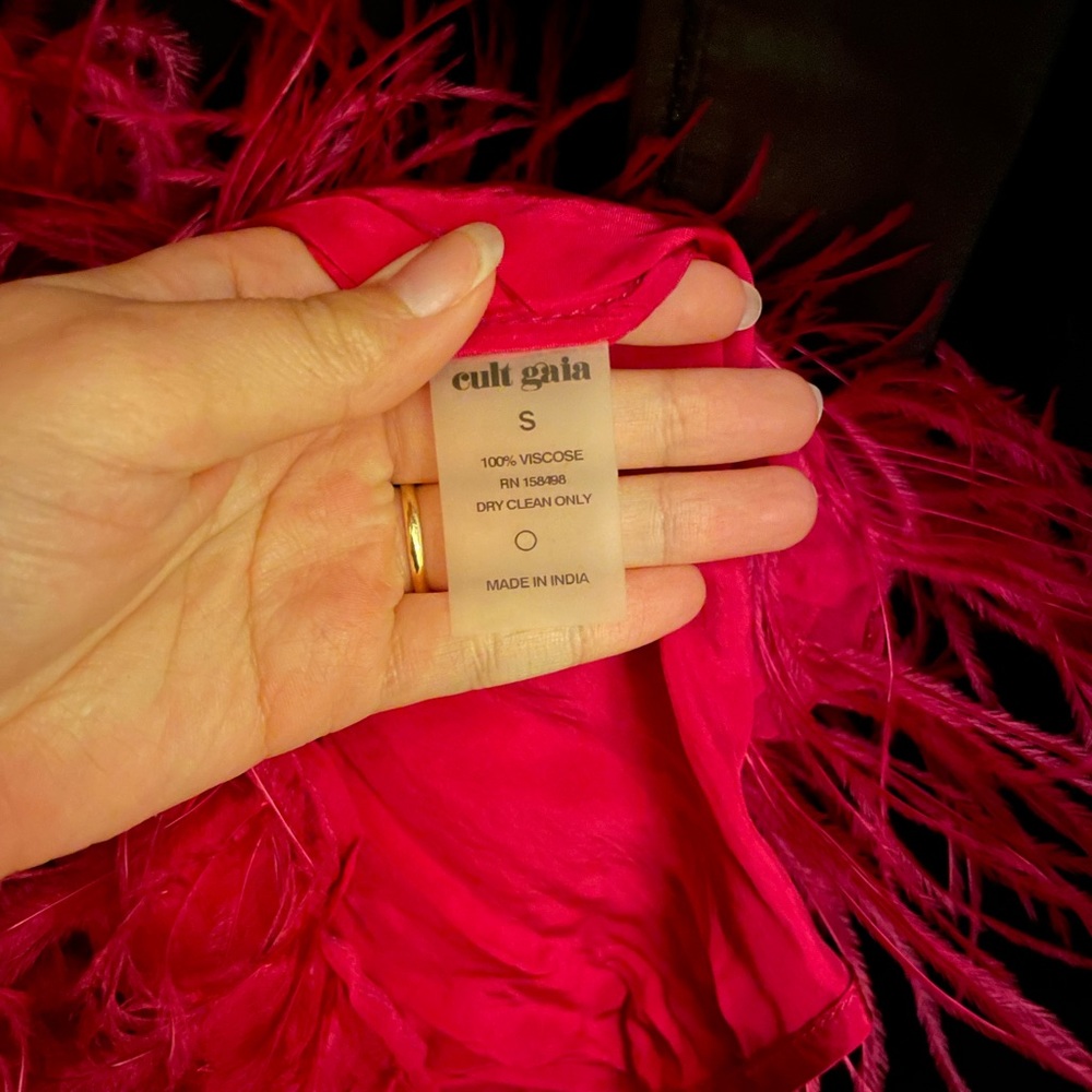 Cult Gaia Feathered Mini Dress - Vibrant Pink - Picture 5 of 5